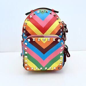 Valentino Rockstud 1973 Mini Backpack Rainbow Stripe Multicolor Resort 2015